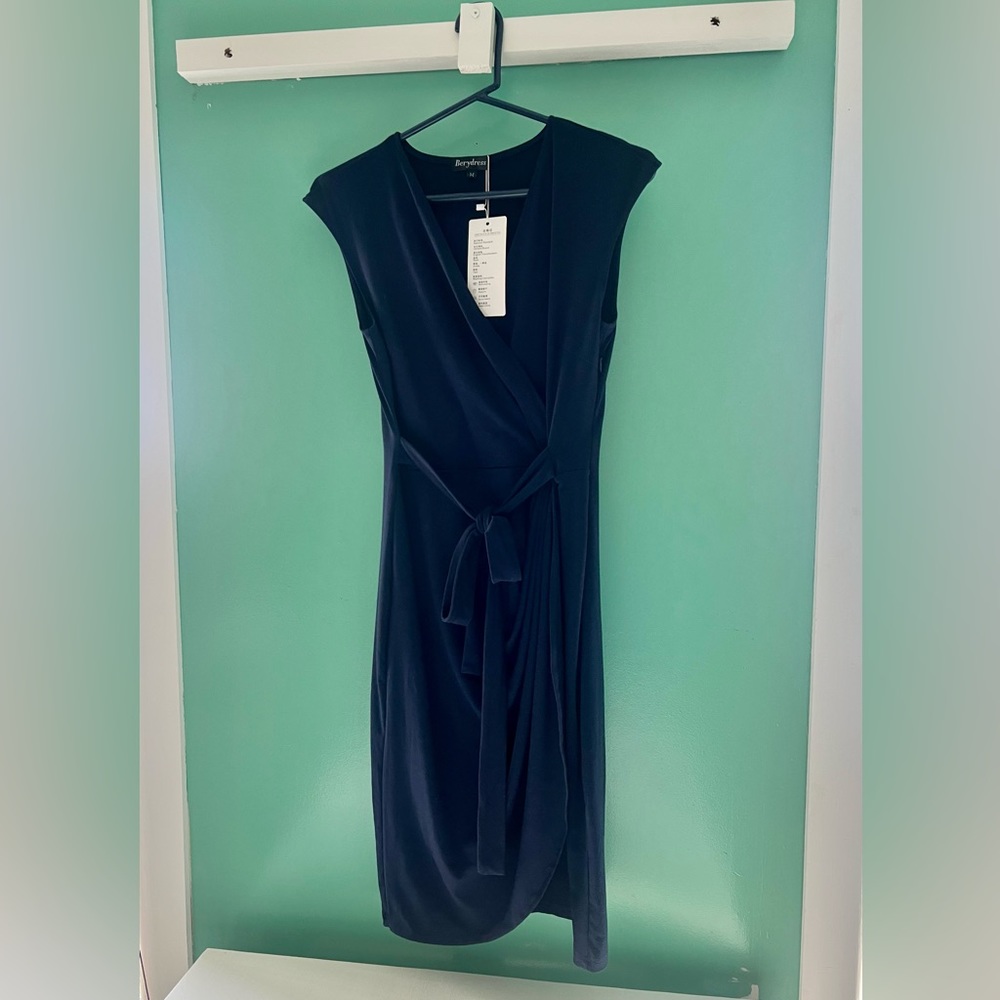 NWT Sleeveless Wrap Dress in Navy Blue